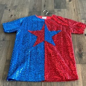 Blue & Red Sequin Star Dress